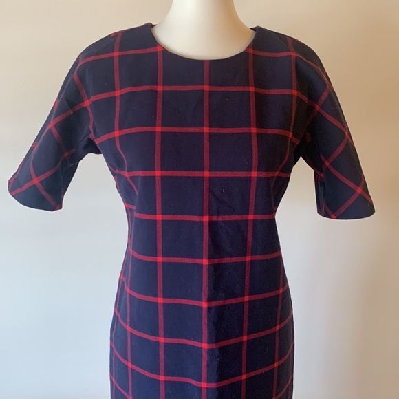 [Michael Kors] Navy/Red Plaid Lace Dress - Size 4 - Picture 2 of 6